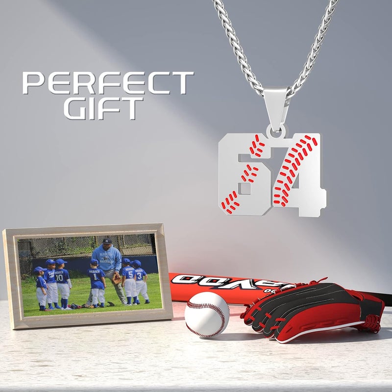 Wikavanli Personalized Baseball Jersey Number 00-99 Necklace - Stainless Steel Baseball Chain Pendant Necklace - Team Jewelry Gift for Boys, Girls, Men, Women - Image 4